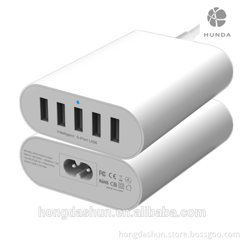 5 port multi usb mobile phone charger station ac power adapter for samsung galaxy s6/7/edge htc